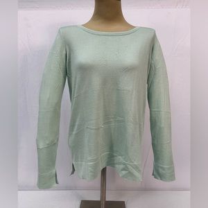 Loro Piana Seafoam Green Sweater Scolla Barca Silk Cotton Boatneck SZ 44